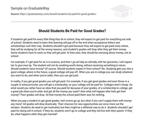 why students should be paid for good grades